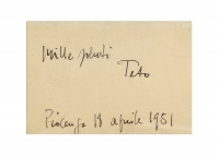 Osvaldo Bot - Retro dell'acquerello con dedica di Tato - 1951